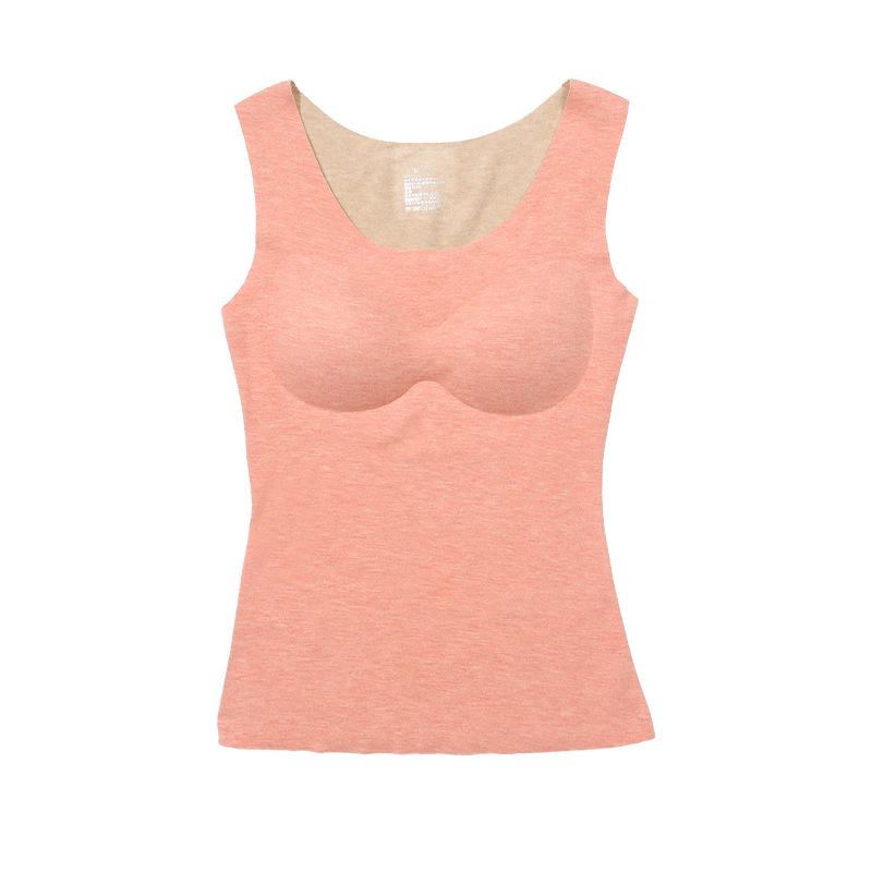 Women's Warm Wool-Silk Vest with Chest Pad, German Velvet, Sanded, Heated, Seamless, Sleeveless - Perfect for Autumn and Winter.