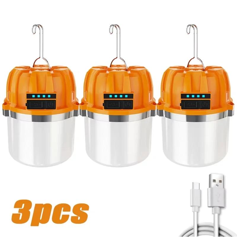 Powerful USB Rechargeable LED Camping Lights Built-in Battery Outdoor Camping BBQ Tents Hanging Lantern Emergency Power Bank