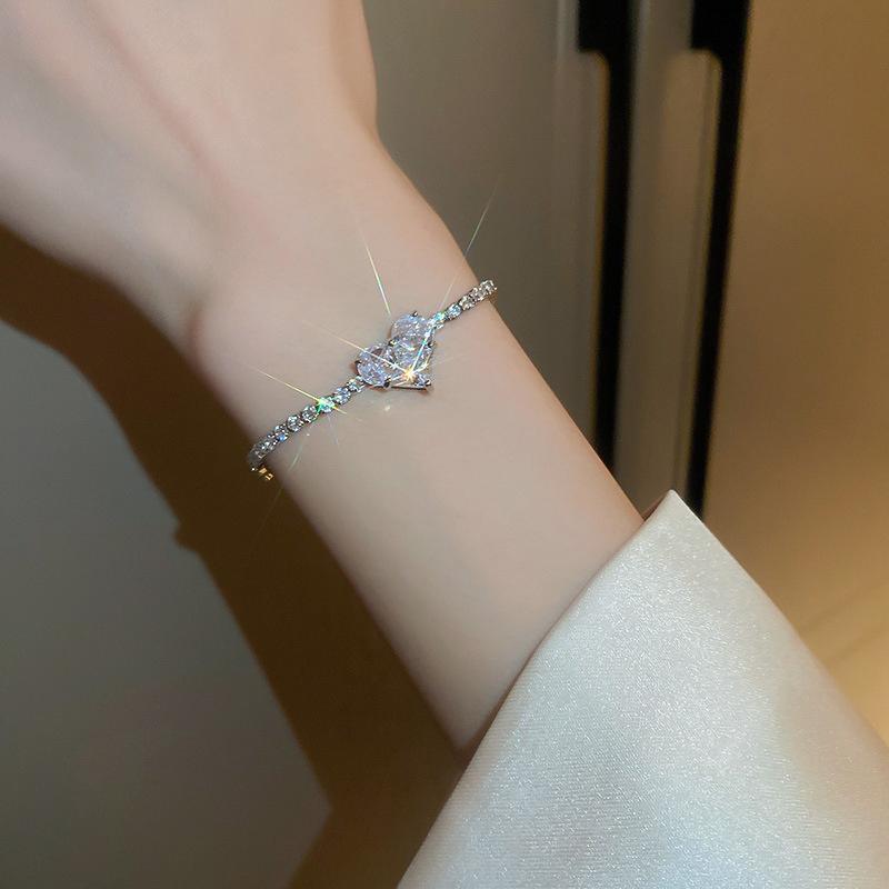 Women Gold Plated Pink Zircon Bracelet Full Rhinestone Crystal Romantic Wedding Jewelry Gift