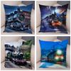 Pillowcase Vintage Style Steam Train  Decor Retro Colorful Car Cushion Cover