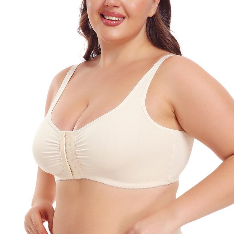 European and American Front-buttoned Beautiful Back Large Size No-rim Vest Adjustable Running Underwear Side Breast Shaping Bra