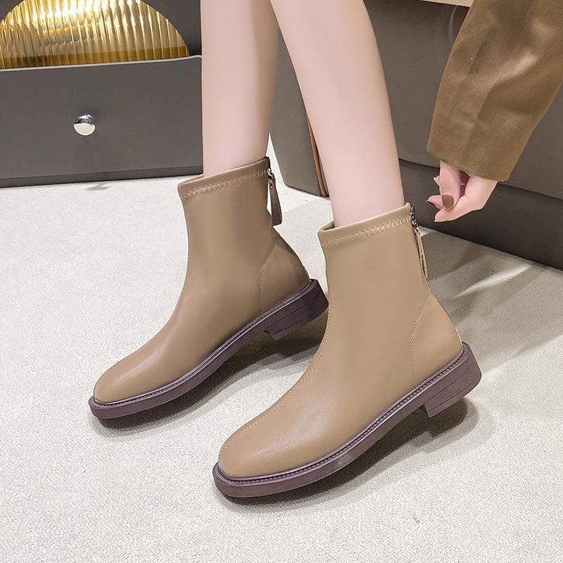European and American Martin boots children thick heel soft leather bare boots with thin boots British style short boots