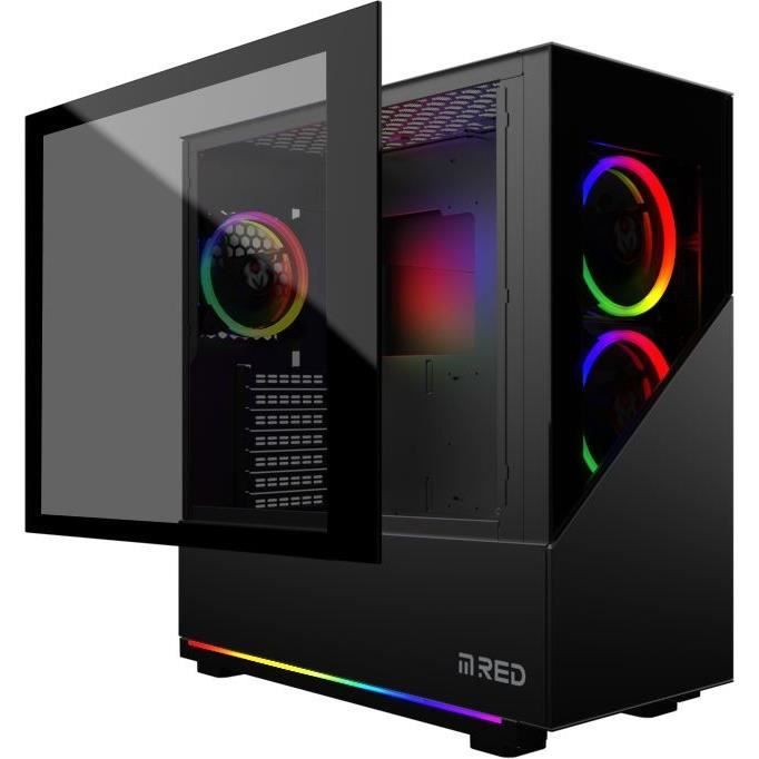 MRED - Boîtier PC Gamer ATX - Noir RGB Elite