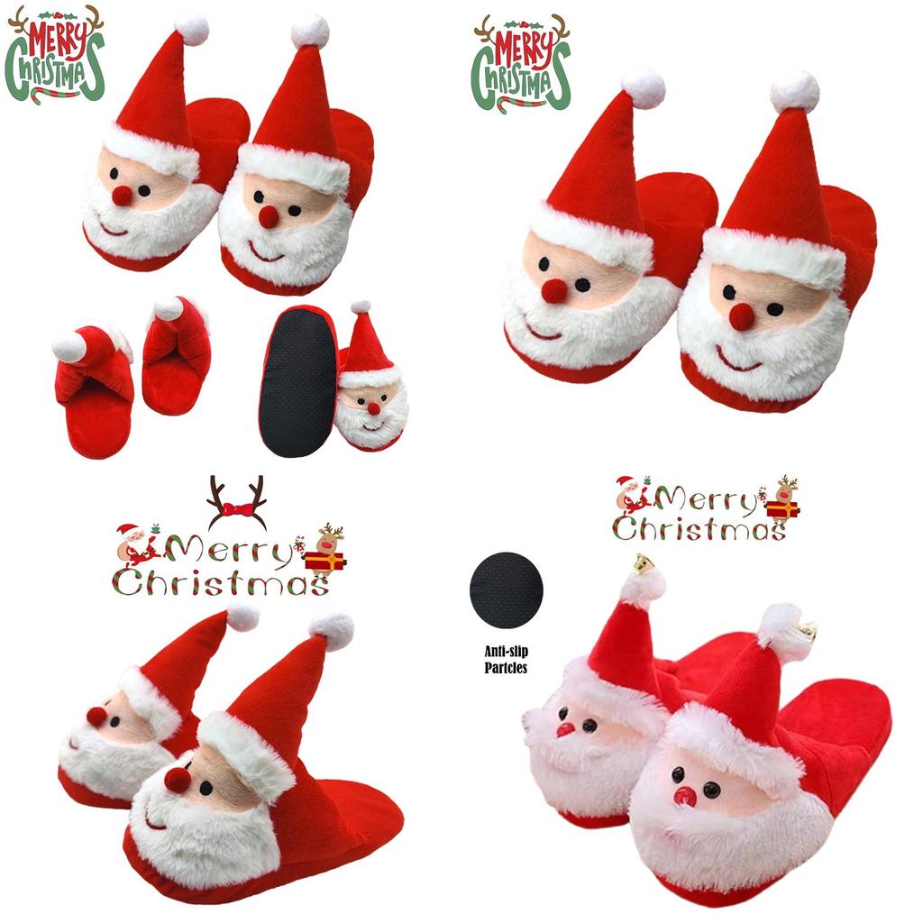 Christmas-themed Fuzzy Slippers For Kids And Women With Memory Foam And Anti-slip Sole