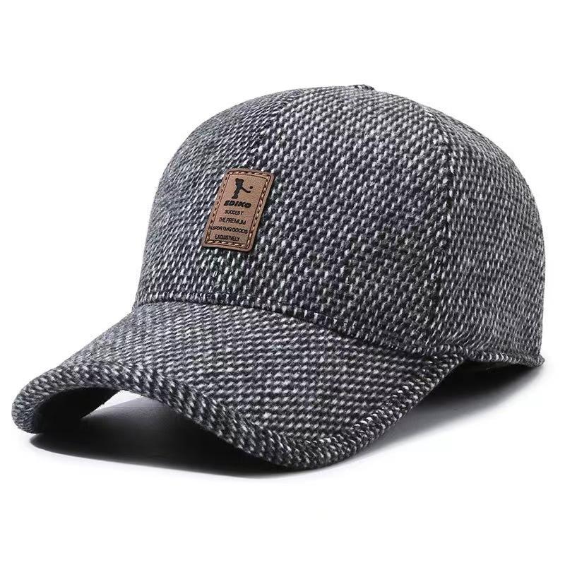 

Men s Hat Autumn And Winter Middle-Aged Dad Cloth Hat with ear thick Single Old Man Windshield Baseball Hat Sun Hat серый