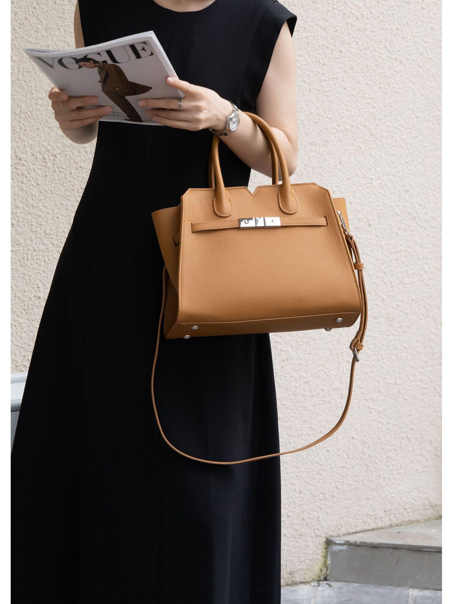 

Сумка TOGO Platinum из натуральной кожи - Большая вместимость, Модная сумка-тоут из коровьей кожи для женщин 2024. 30x12x24CM