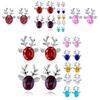 Christmas Reindeer Earrings With Crystal Gemstone For Women Fashion Jewelry