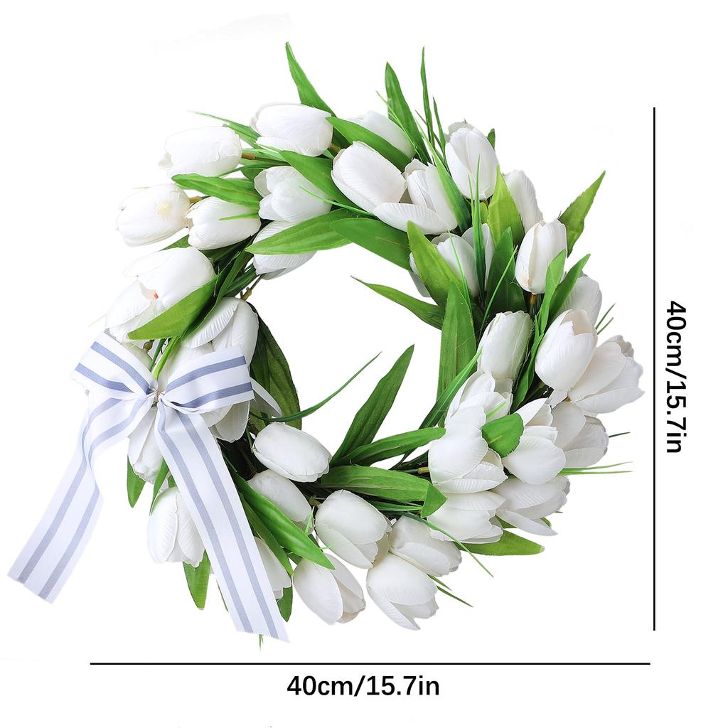 Artificial Flowers Tulip Wreath White Spring In The Summer Wedding Decoration Wall Hanging Home Party Simulation Garland