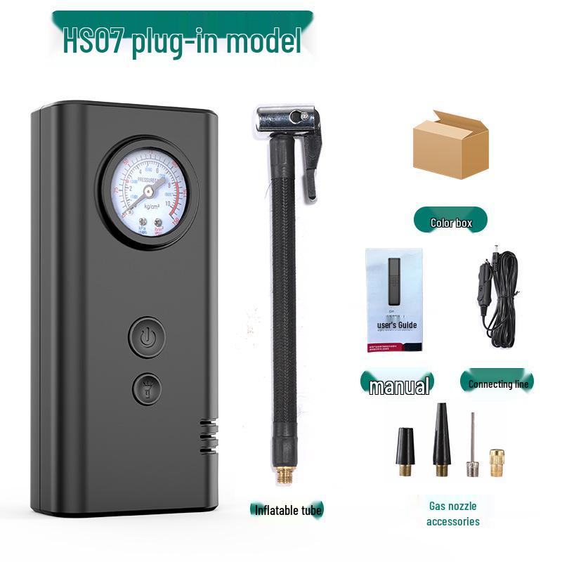 

Портативный электрический воздушный насос для автомобильных шин HS-07 Plug-in чёрный