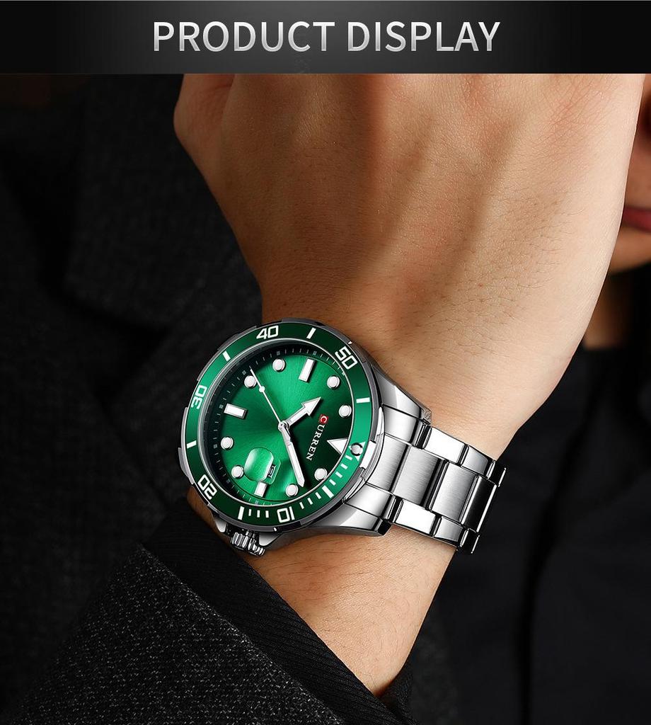 CURREN 8388 Men's Large Dial Calendar Waterproof Business Steel Band Watch