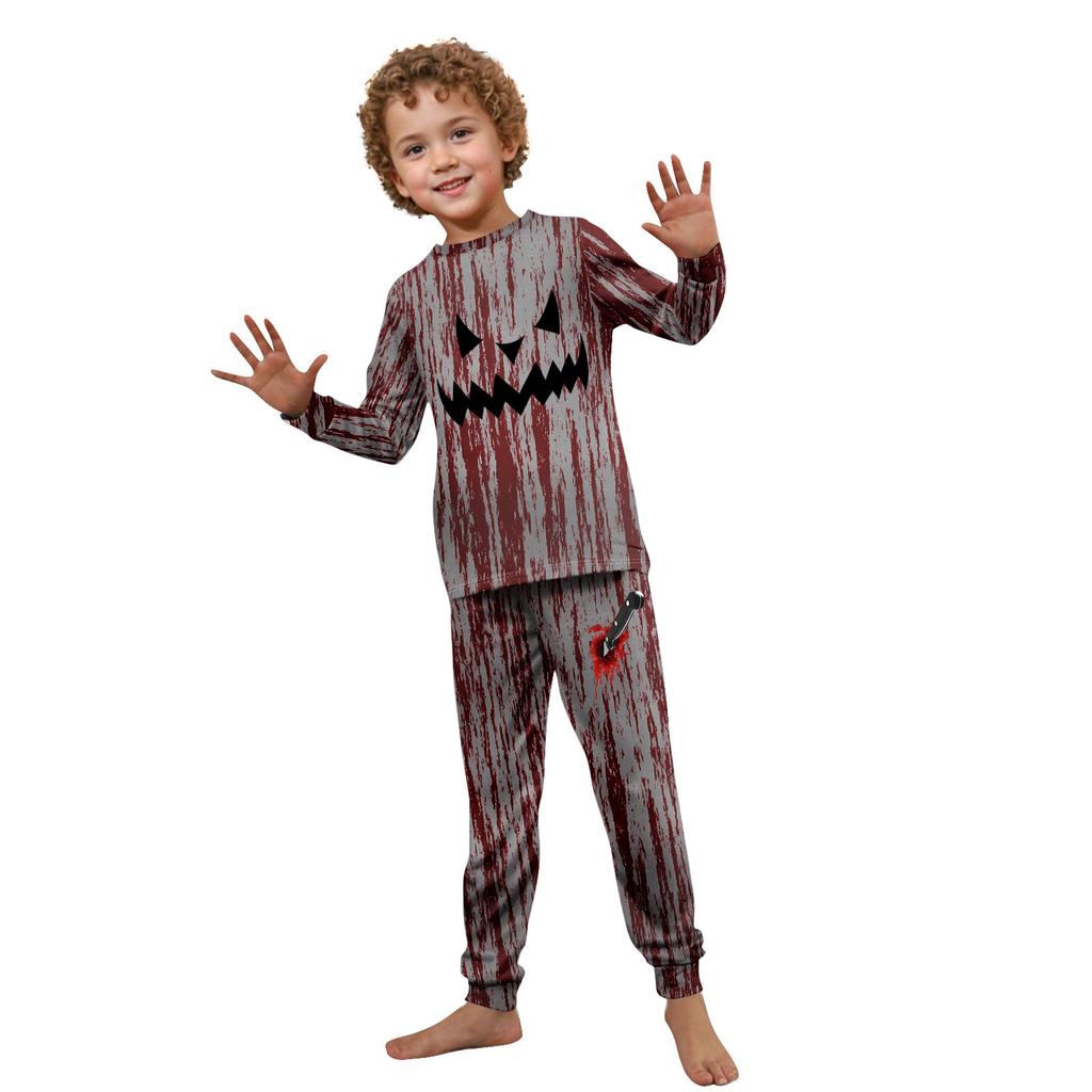 Print Cute Family Set Pajamas, Home Clothes, Family Set Long Sleeve Top Pants Set