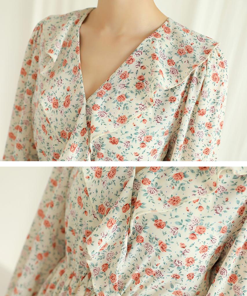 Ppaeppae Ruffle Design Flower Long Dress