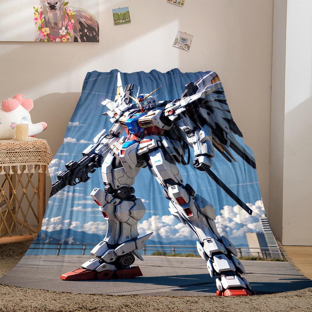 Gundam Robot Soft Flannel Blanket Lightweight Cozy Microfiber Blanket for Couch Bed LXR110