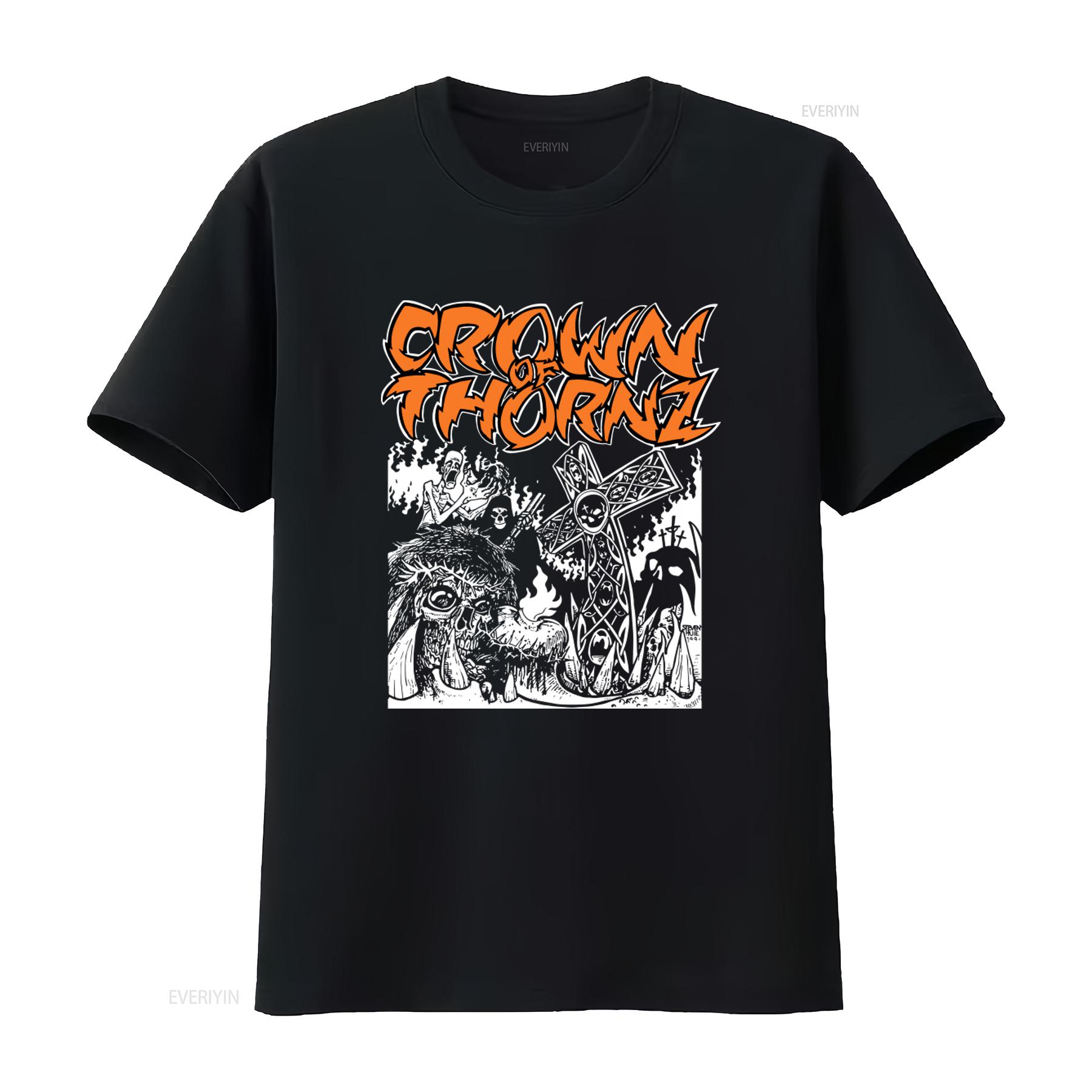 Crown Of Thornz T-Shirt Kleine Größe Nyhc Hardcore Stil mit Skarhead Icepick Madball Merauder Drucken vintage Gewaschen Lässig M black