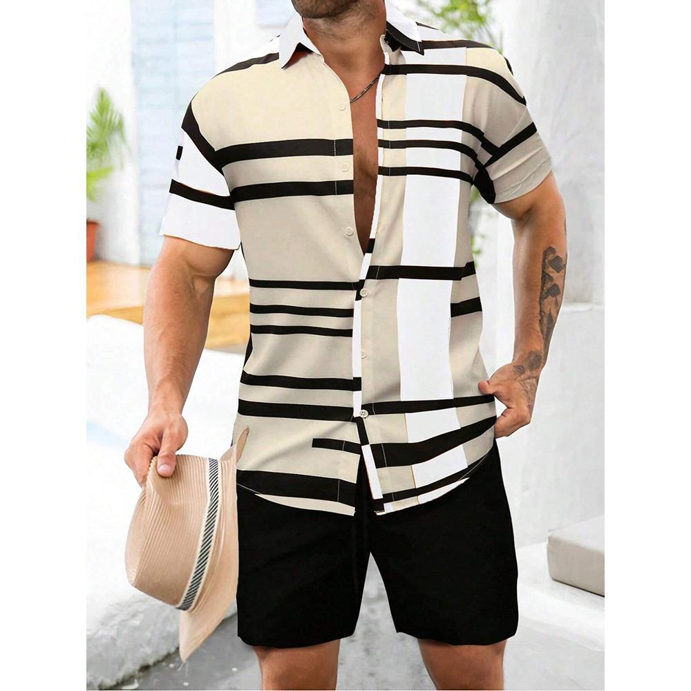 2026 Summer New Men's Short-sleeved Shirt And Beach Shorts Set Running Men's Shorts Everyday Urban Fashion Men's Casual Shirt