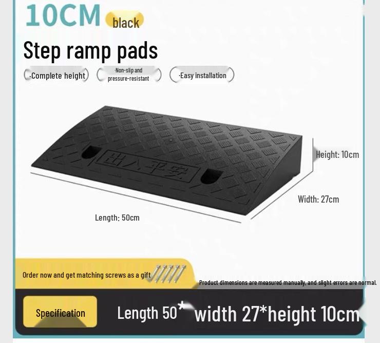 Car Sill and Roadside Plastic Uphill Triangle Speed Bump Mat