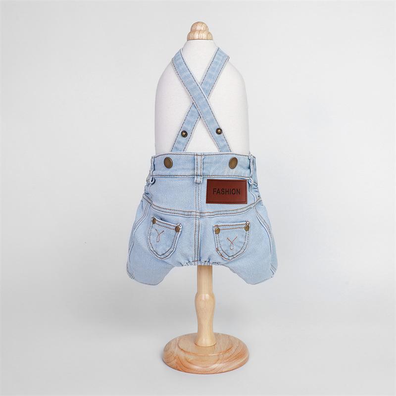 

Spring Autumn Dog Overalls Denim Jeans Jumpsuit Puppy Yorkie Pomeranian Maltese Poodle Bichon Schnauzer Clothes Pet Clothing XS（old）