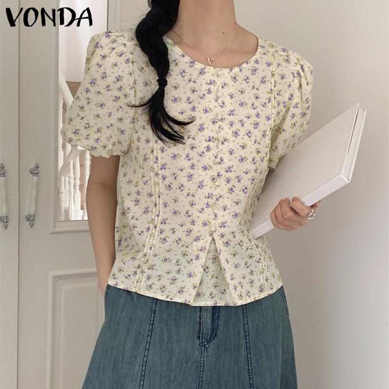 

Летние женские топы VONDA Lantern с короткими рукавами и цветочным принтом