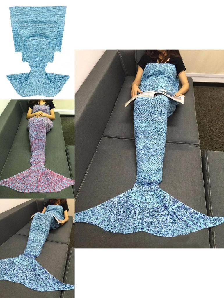 Mermaid Tail Blanket With Knit Fabric For Cozy Home Lounge Decor