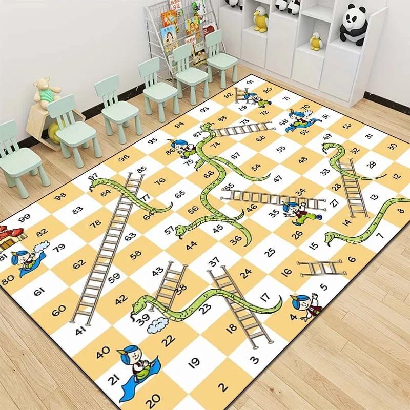 Snakes and Ladders Game Pattern Carpet Non-slip Home Living Room Sofa Area Rug Children's Early Education Institutions Floor Mat