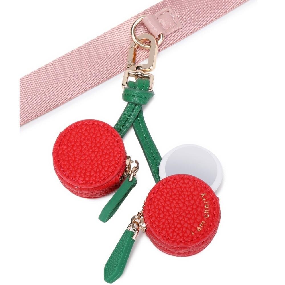Portable Cherry Design Coin Purse Charm Fruit Shape Handmade Mini Zipper Pouch PU Leather Change Purse Gift For Girl