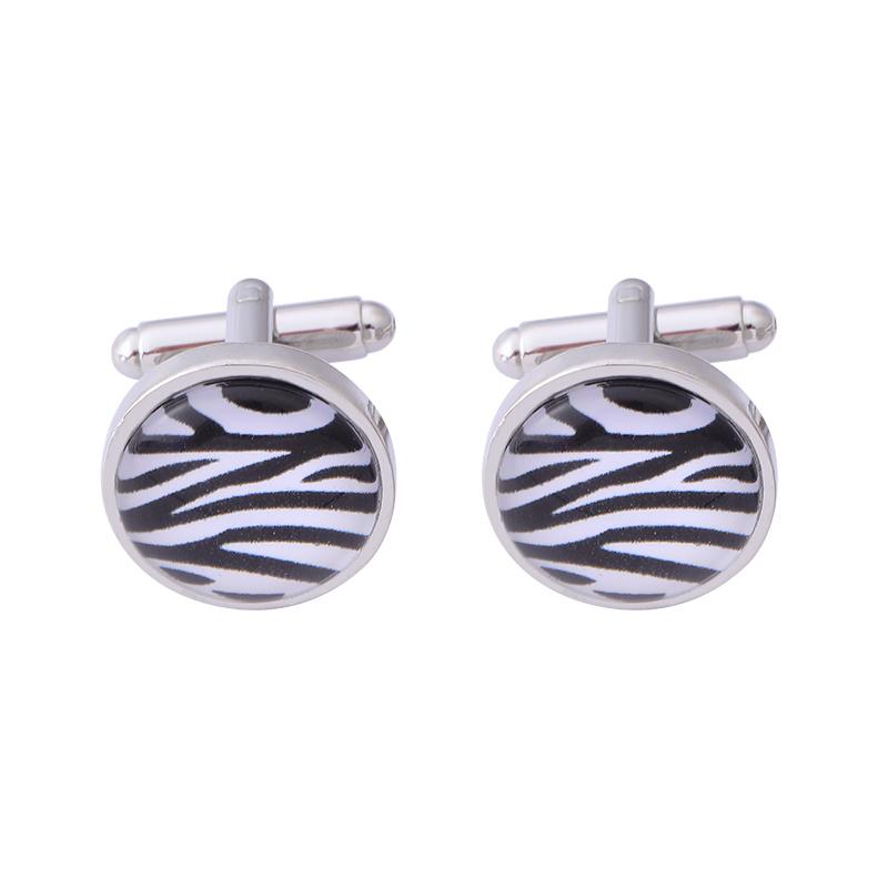 

New Stripe Lattice Grain Zebra Pattern Glass Earring Jewelry DIY Round Time Gem Cufflinks For Men Wedding Party Anniversary Gift