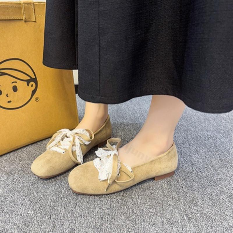 Fashion Square Head Retro Lace Designed Casual Shallow Mouth Single Shoes for Women 2025 Autumn New Elegant Comfortable Mary Jane Shoes