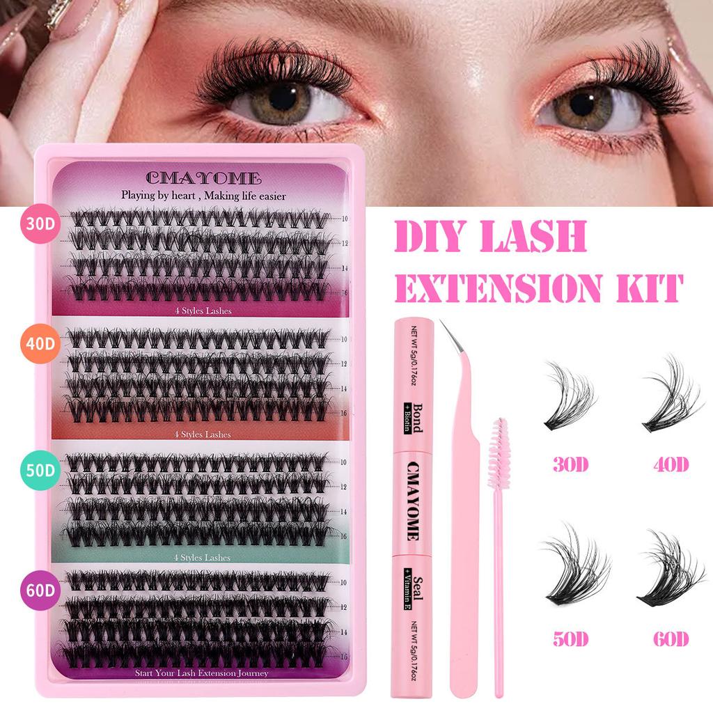 False Eyelash Extension Set, Single Tuft Of Hair 320 Tufts, Dense Makeup, Big Eyes D Curled Eyelashes