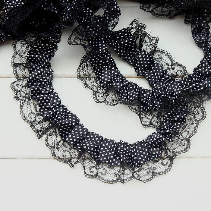 4cm Wide White Black Double Layer 3D Polyester tulle Lace Fabric Embroidered Ribbon Edge Trim Collar Dress Decorated DIY Crafts