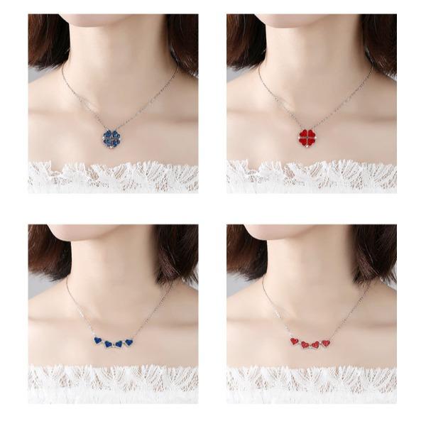 Double-sided Four-leaf Clover Necklace for Women, Japanese and Korean Simple Student Collarbone Chain, One Pair of Wear