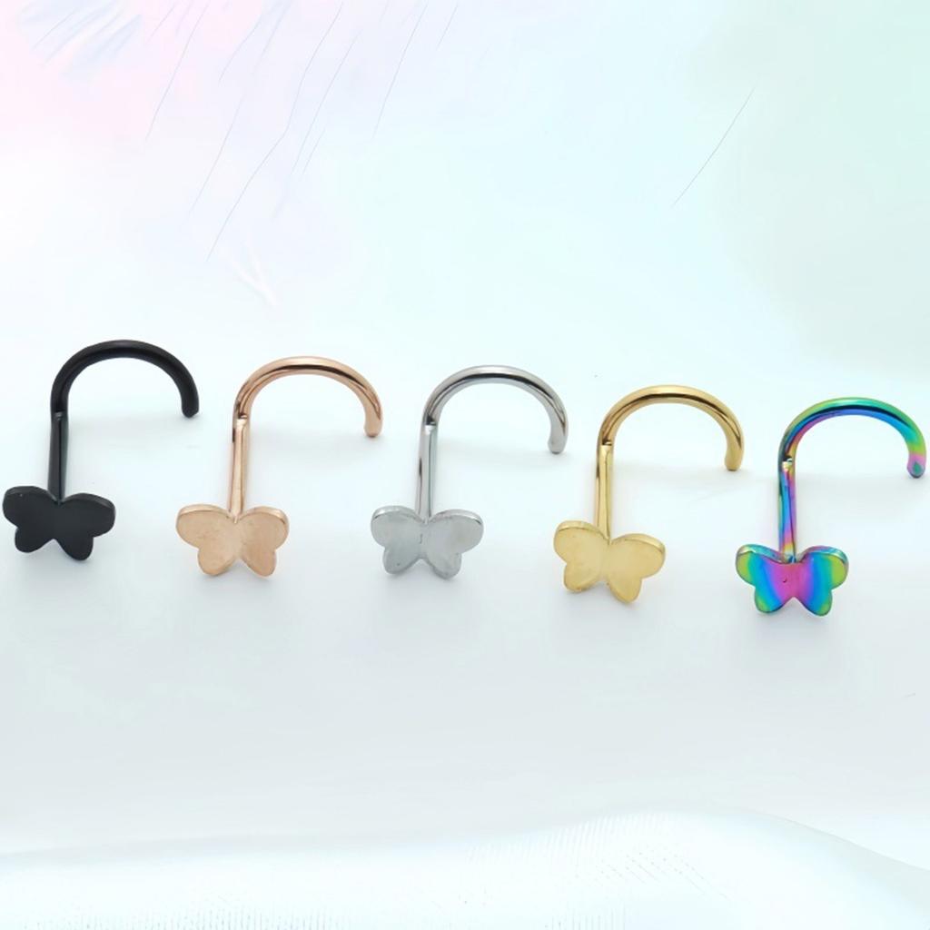 10pcs Butterfly Nose Rings Stainless Steel Piercing Jewelry For Eyebrow Ear Cartilage Accessory For Sensitive Skin