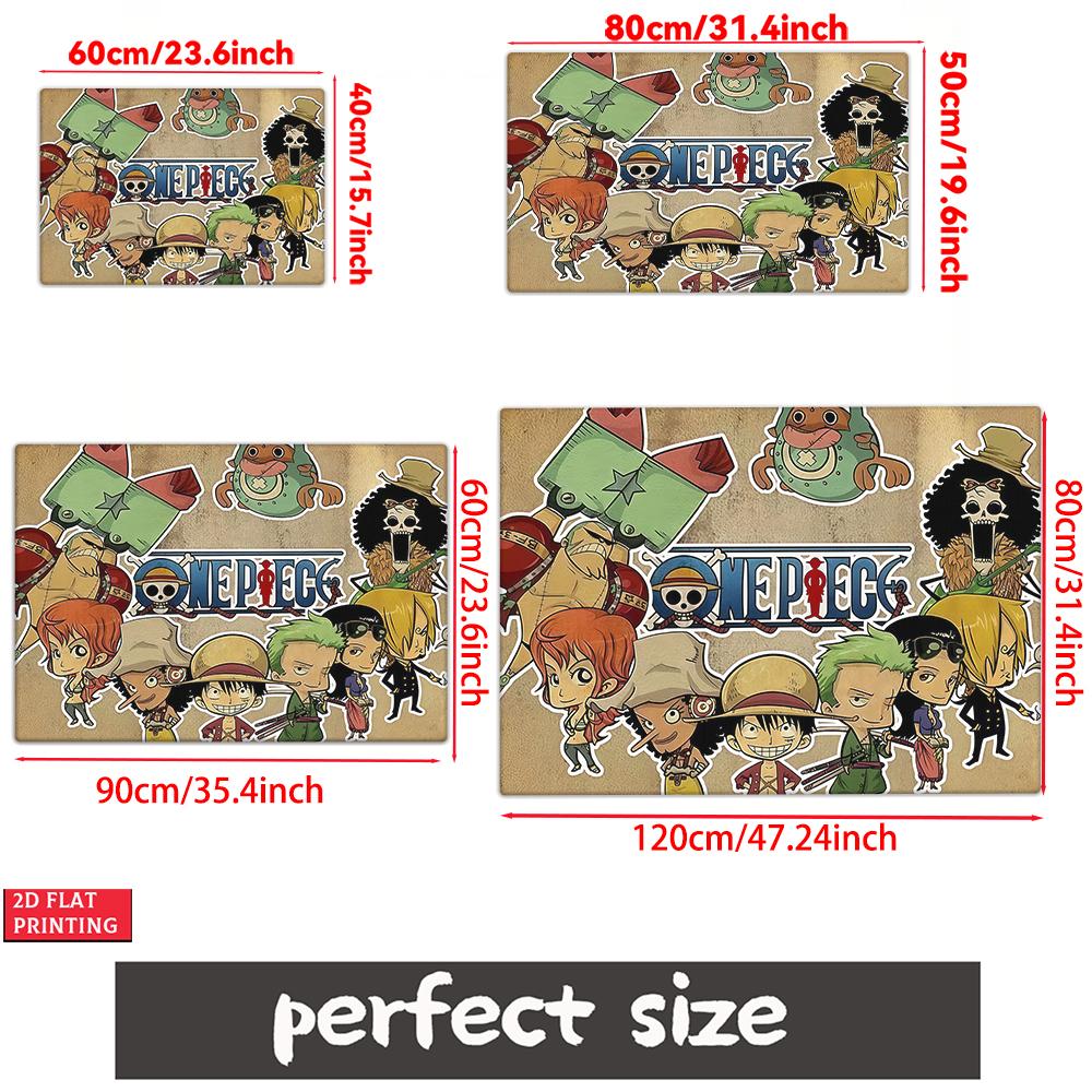 Anime Chibi Straw Hat Crew Doormat, Cute Cartoon Pirate Non-slip Floor Mat, Decorative Entrance Rug for Home Living Room Bedroom