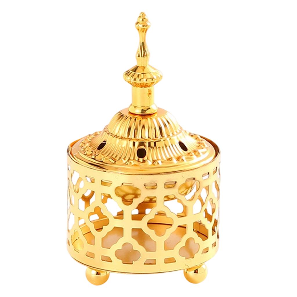 Vintage Metal Incense Burner Arabic Style Bowl with Lid for Home Office Yoga Spa and Meditation