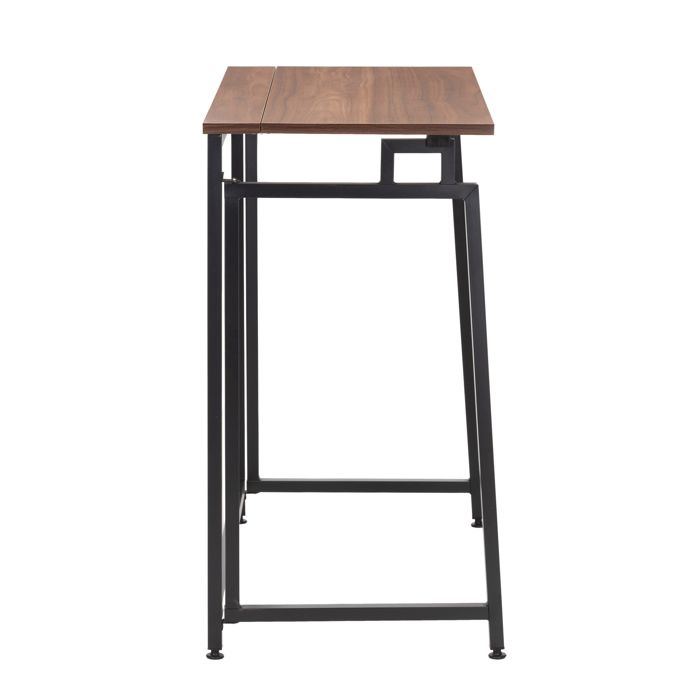 Bureau d'ordinateur - SPRINGOS - Pliable - 80 cm - Métal - Bois brun foncé