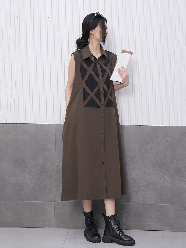 XITAO Mesh Perspective Sleeveless Dress GYX1528