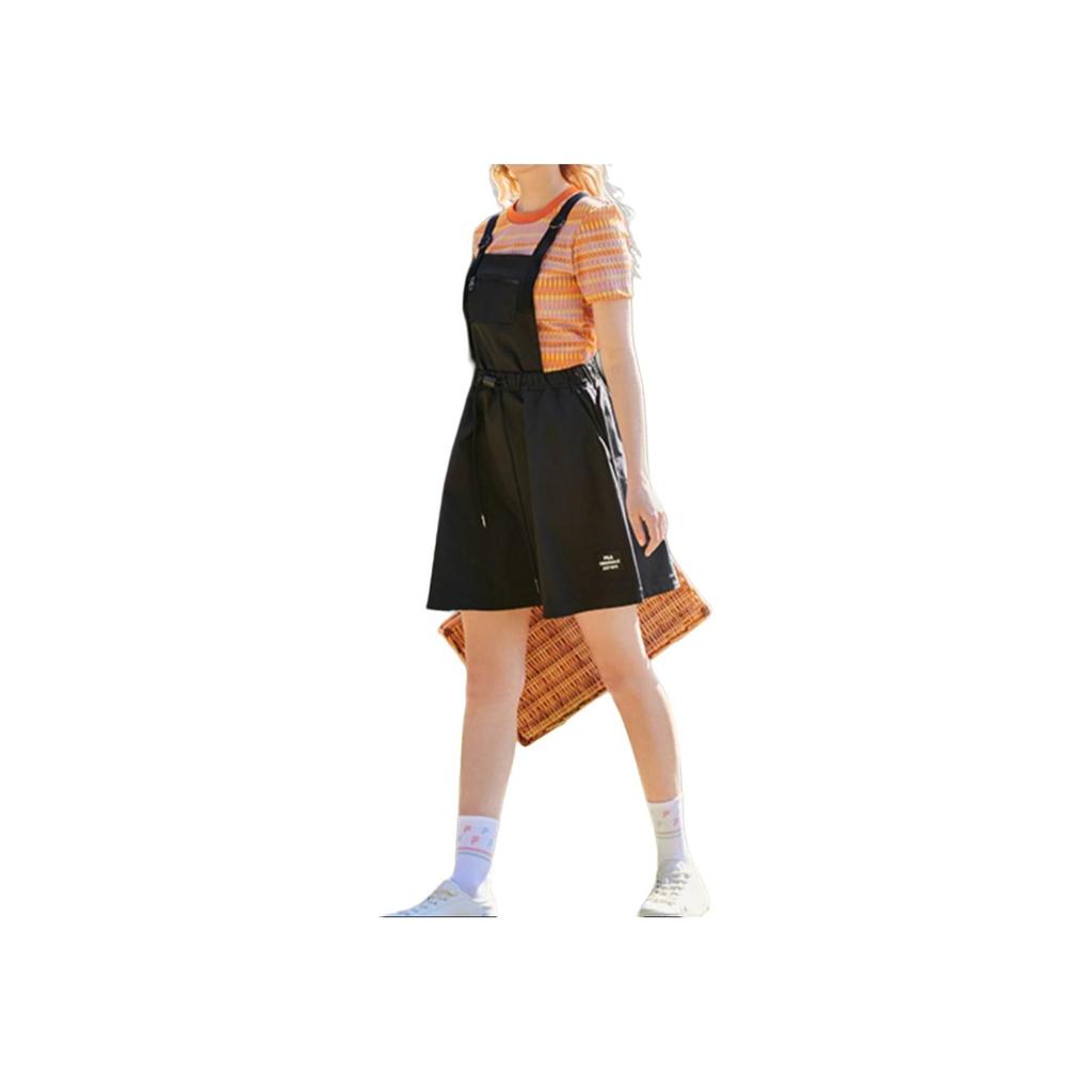 FILA Solid Color Loose Waist Drawstring Fashion Casual Sleeveless Dress Women dresses Black F11W229312F-BK