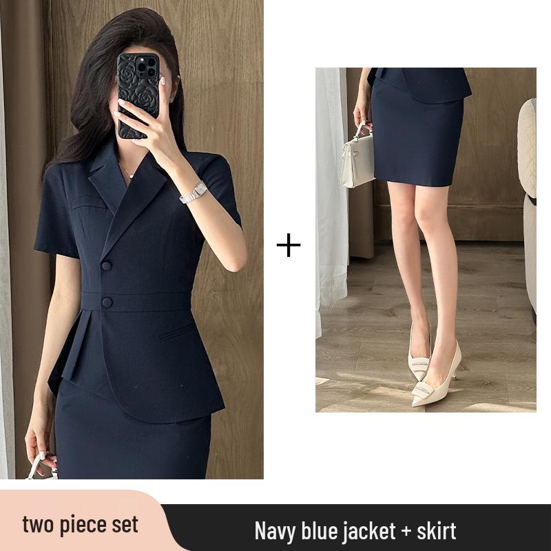 Women's Summer Short Sleeve Suit Set: Front Desk & Jewelry Store Professional Blazer