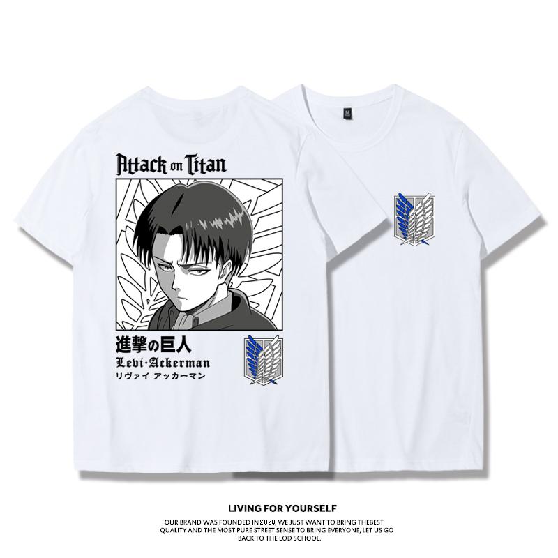 Attack Giant T-shirt Wings of Freedom Alan Mikasa Livel Soldier Anime 100% Cotton Short Sleeve Men's Fashion