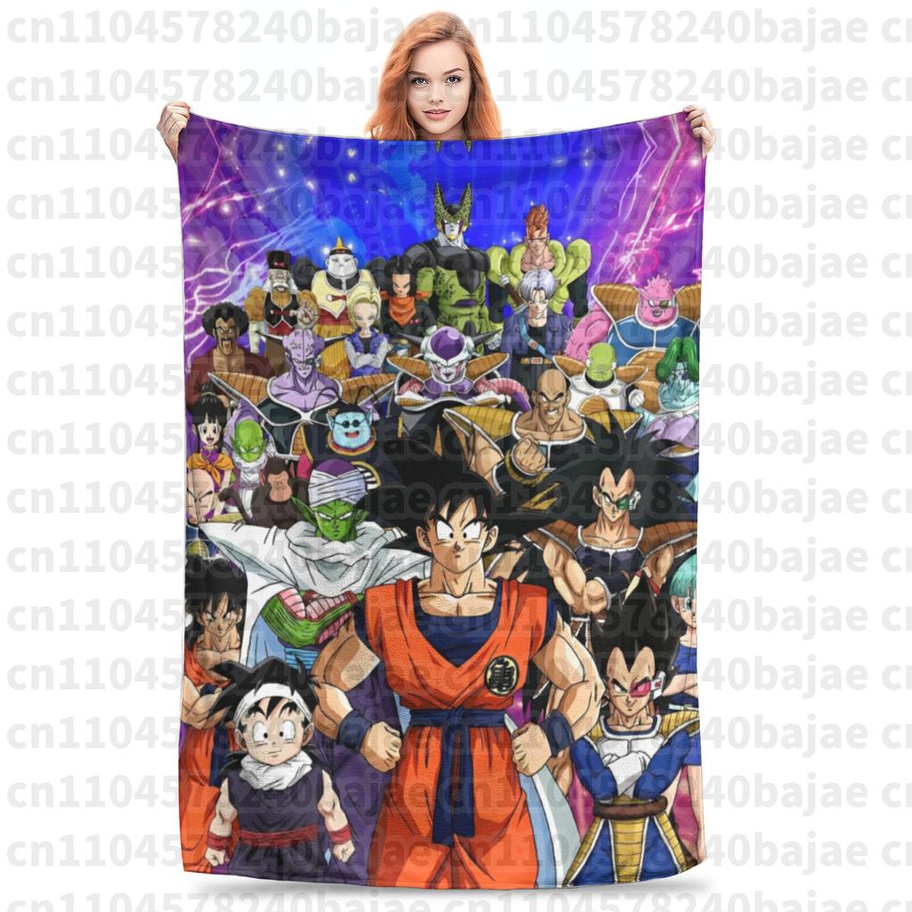 Dragon Ball Z Knitted Blanket Flannel Anime Son Goku Soft Throw Blankets for Bed Bedroom Quilt