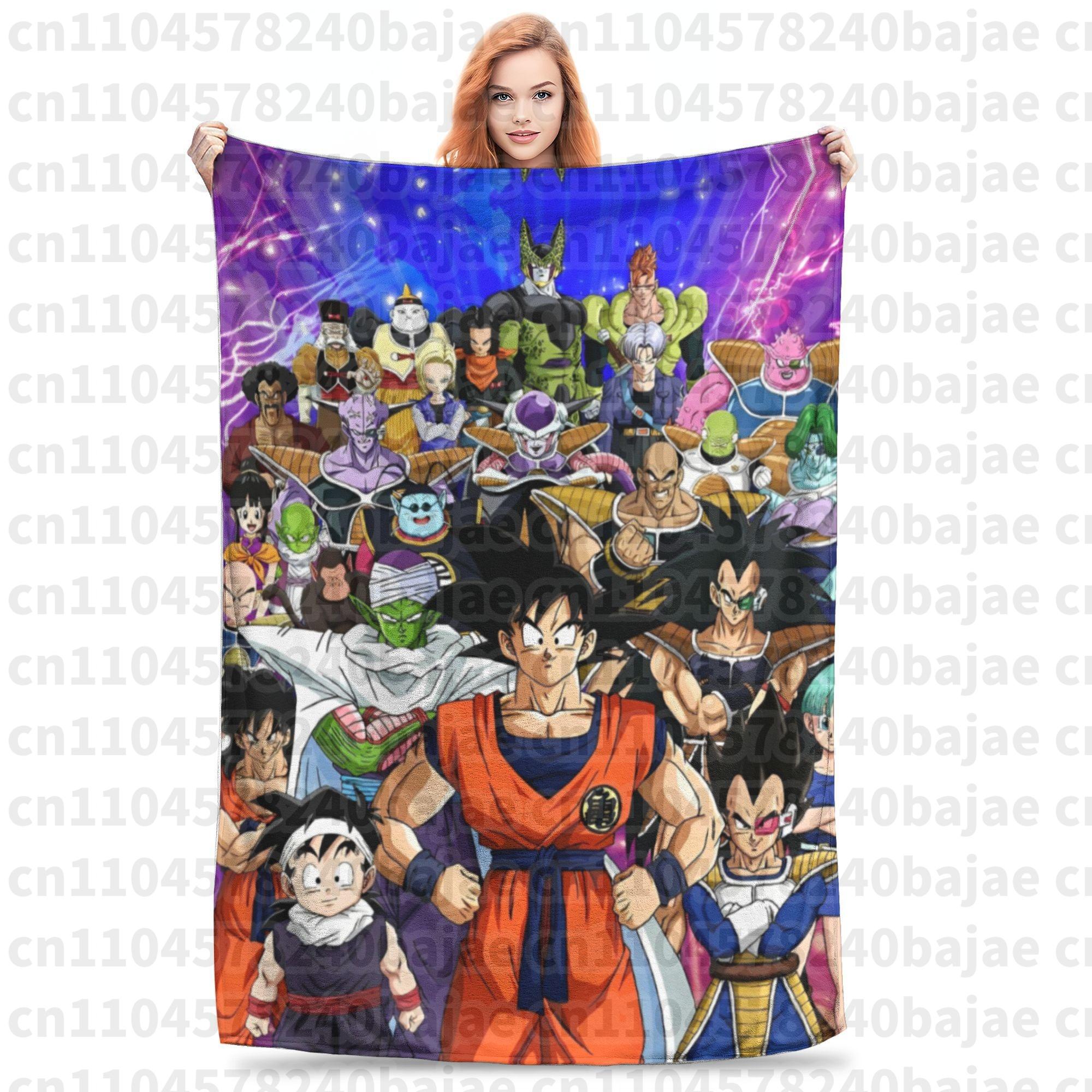 

Dragon Ball Z Knitted Blanket Flannel Anime Son Goku Soft Throw Blankets for Bed Bedroom Quilt 75x90cm