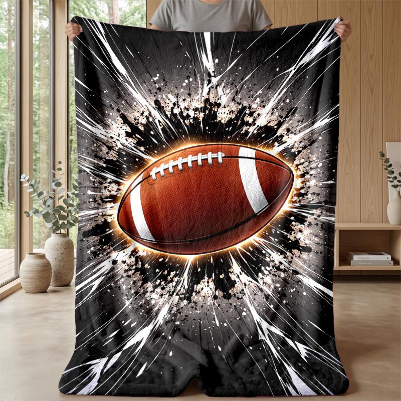 American Football Action Blanket Personalized Name Flannel Blanket Soft Cozy Plush Throw for Sofa Bed Lightweight Home Decor