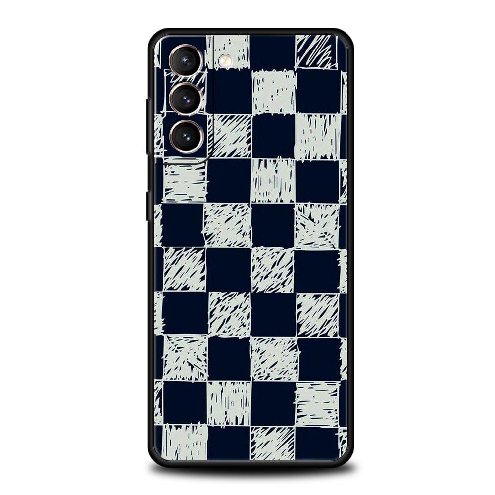 Schachbrett karierte Schachbrett Handyhülle Für Samsung Galaxy S25 Edge S24 S23 S22 S21 Ultra S20 FE 5G S10 S10E S9 Plus Hülle