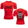 Crânio masculino impresso camisa de compressão, correndo t-shirt, ginásio esportes, secagem rápida, secagem rápida, na moda