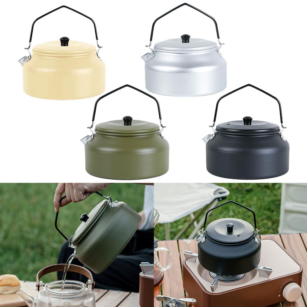 Aluminum Outdoor Hiking Kettle Pots Cookware 1100ml Camping Kettle Stovetop Whistling Teapot Camp Teas Coffee Pots