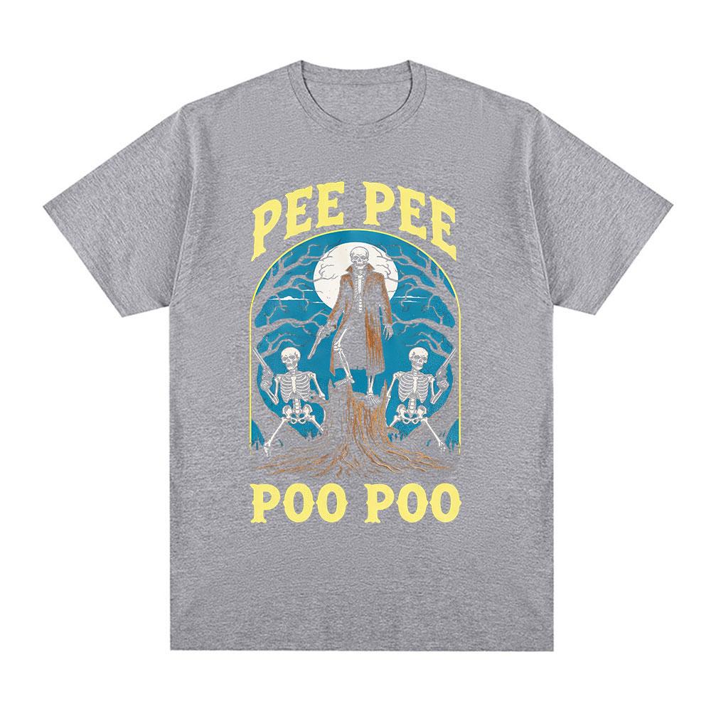 Pee Pee Poo Poo Skeleton Graphic Funny Meme T-Shirts forUnisex Sarcastic Weirdcore T Shirts Gen Z Humor Gift Tees streetwear