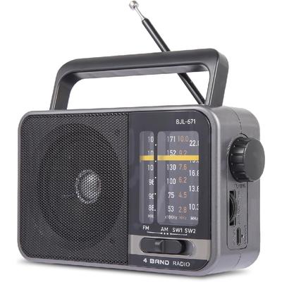 Draagbare radio AM FM, draagbare transistorradio met luidspreker, op batterijen of DC USB, geschikt voor binnen, buiten en noodgevallen