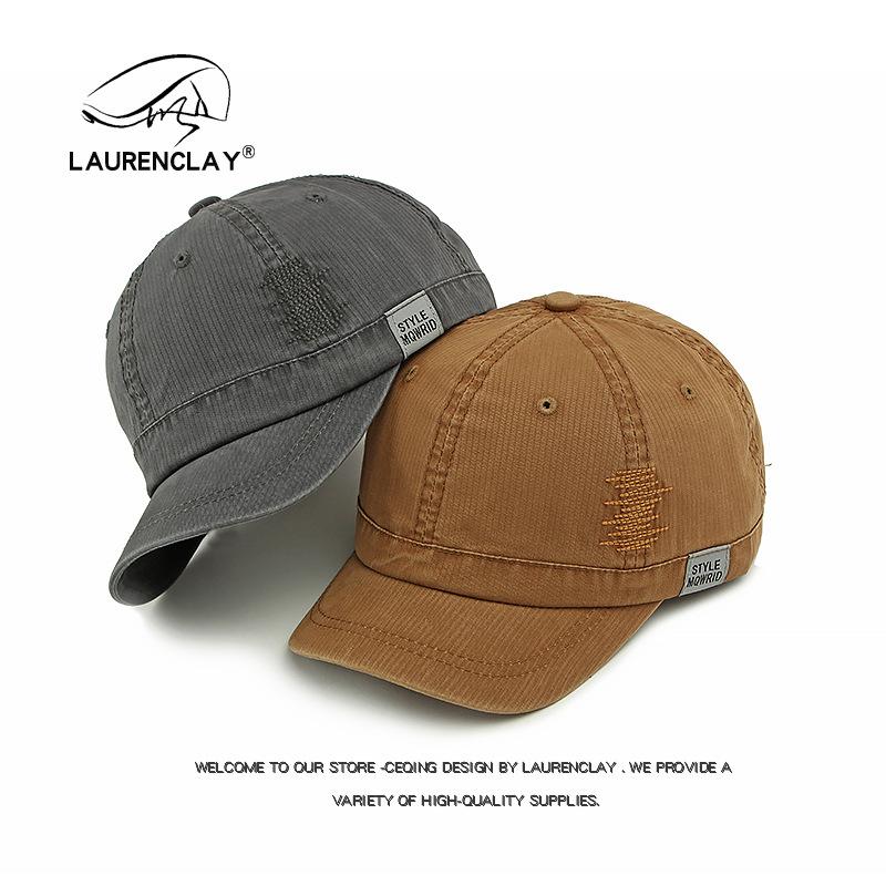 Fashion Washed Short Brim Hat Men's Sunscreen Visor Soft Top Cap Women's Street Baseball Cap