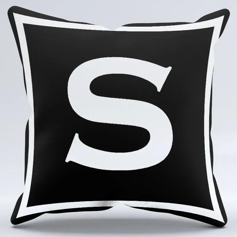 Simple Black and White Letter Print Pattern Home Bedroom Living Room Sofa Car Office Decoration Pillowcase