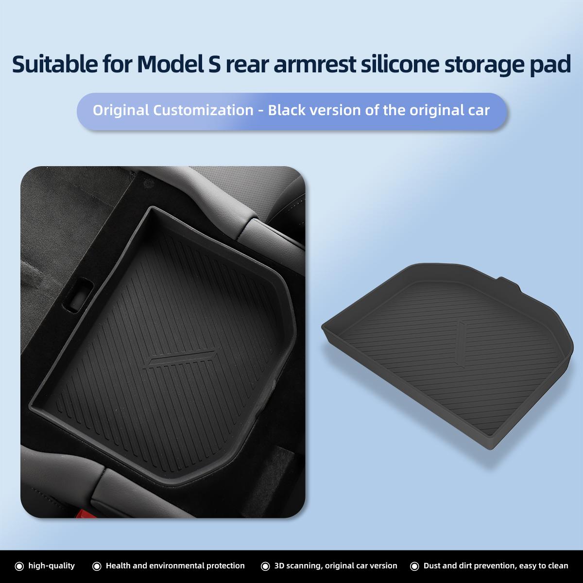 

For Tesla Model S X 2026 2026 Wireless Charging Pad Central Control Silicone Pad Armrest Box Storage Pad Interior Accessories
