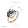 Blue Natural Zircon Ring For Women Luxury  Rose Gold Color Crystal Flower Bride Party Accessories Vintage Jewelry